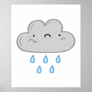 Poster Nuvem de Chuva de Kawaii Cuja