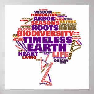 Póster Nuvem de Etiqueta de Vida Inspiracional