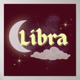 Poster Nuvem de Lua Libra Celestial Stars Astrologia