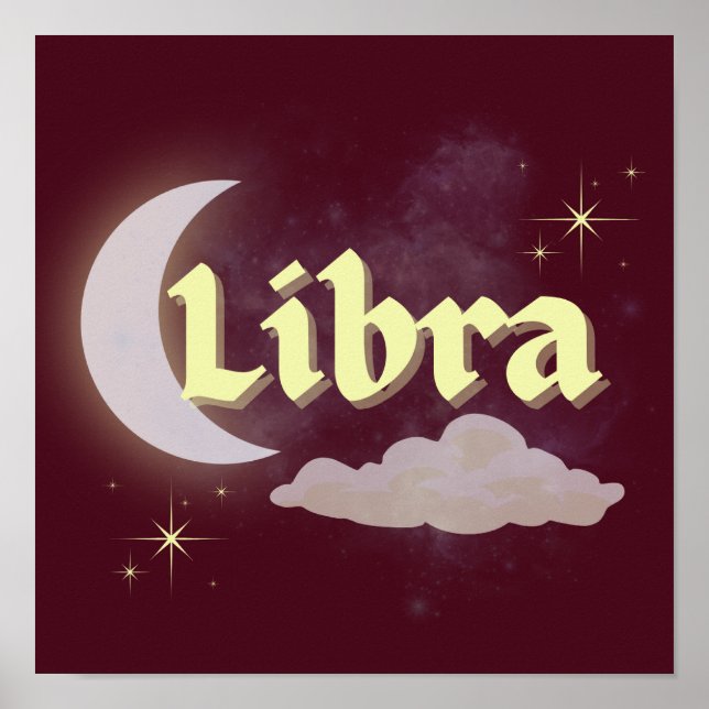 Poster Nuvem de Lua Libra Celestial Stars Astrologia (Frente)