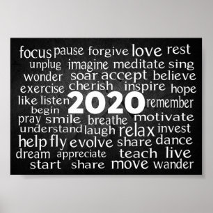 Poster Nuvem de Palavra Verbo Inspiracional para 2020