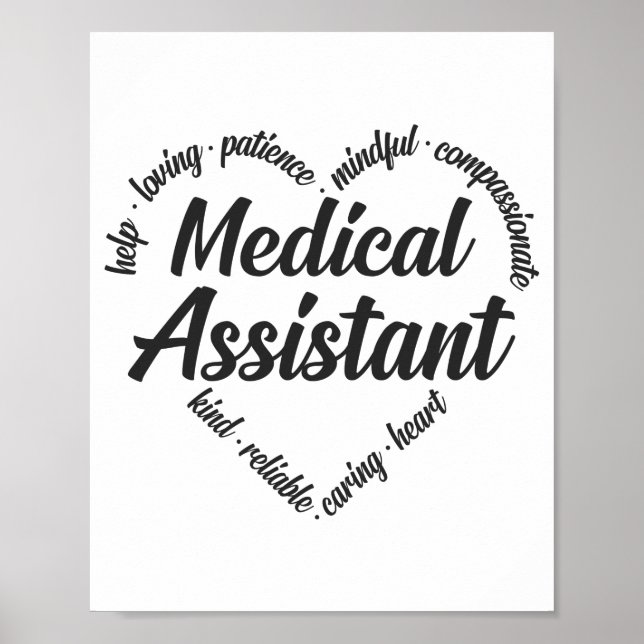Poster Nuvem de Palavras Corações do Assistente Médico (Frente)