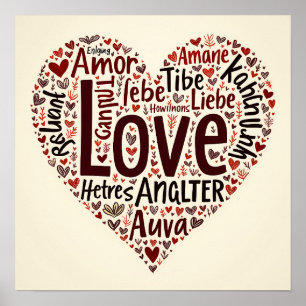 Poster Nuvem de Palavras de Amor Sensível - Romântica