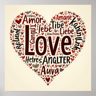 Poster Nuvem de Palavras de Amor Sensível - Romântica