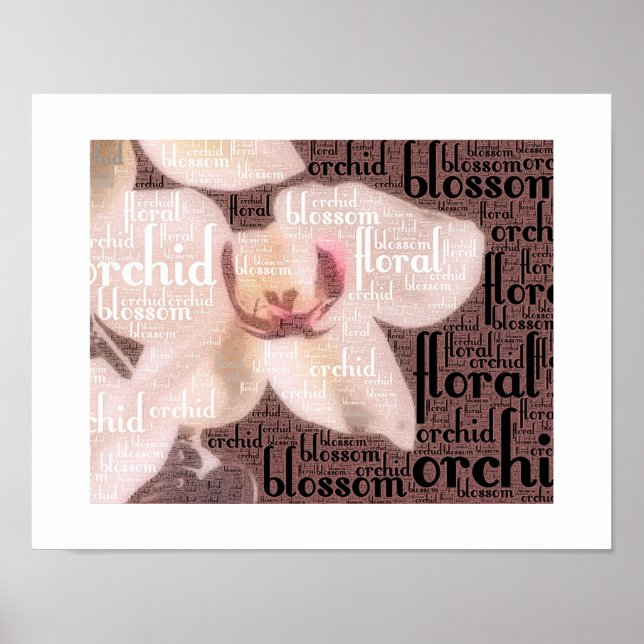 Póster Nuvem de Palavras Flor de Orquídea (Frente)