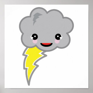 Poster nuvem de tempestade kawai