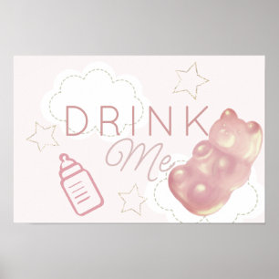 Poster Nuvem de Urso Gummy Rosa Estrela Beba-me
