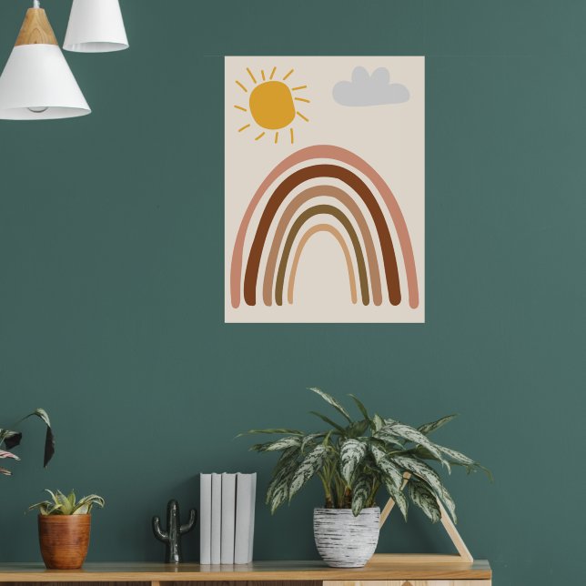 Poster Nuvem Sol Arco-íris, Desenho Infantil, Arte Abstra (Sala de Estar 1)