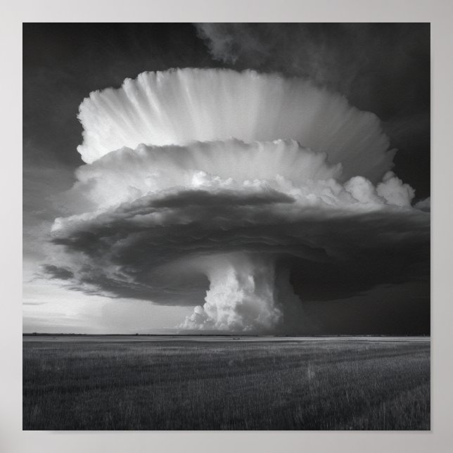 Poster Nuvem Thunderhead - Preto e Branco Dramático (Frente)