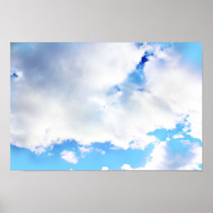 Poster Nuvens brancas inchado e céu azul