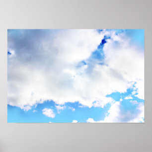 Poster Nuvens brancas inchado e céu azul