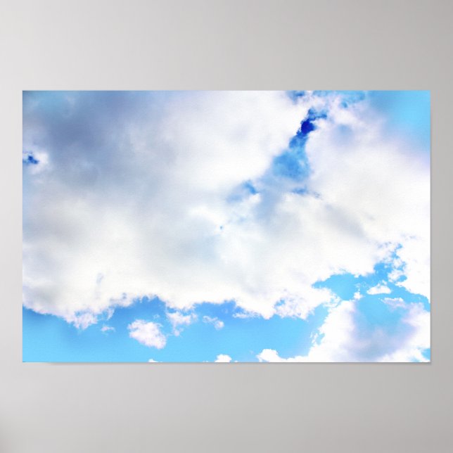 Poster Nuvens Brancas Puffy e Céu Azul (Frente)