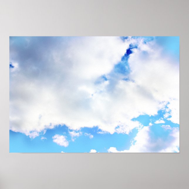 Poster Nuvens Brancas Puffy e Céu Azul (Frente)