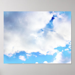 Póster Nuvens Brancas Puffy e Céu Azul