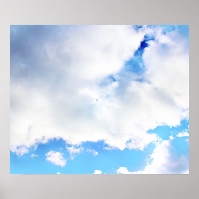 Poster Nuvens Brancas Puffy e Céu Azul (Frente)