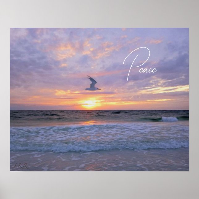 Poster Nuvens brilhantes sobre o pôr do sol (Frente)