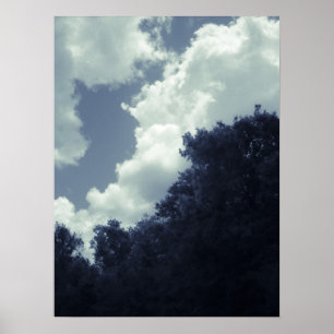 Poster Nuvens, céu e árvores pintadas azuis