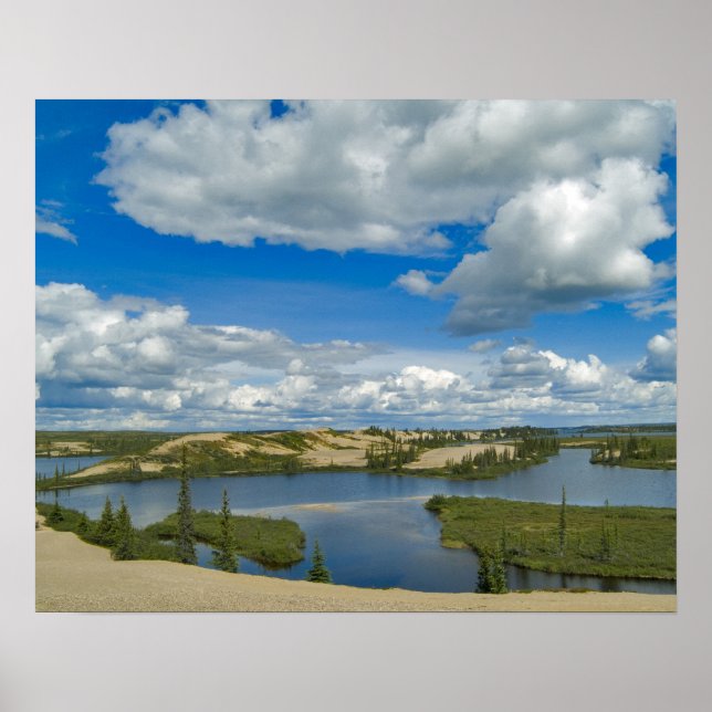 Póster Nuvens Cumulus flutuam acima de lagos, noroeste (Frente)