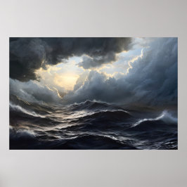 Poster Nuvens de Tempestade e Arte Oceânica Ai
