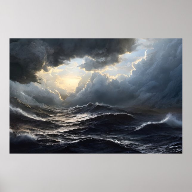 Poster Nuvens de Tempestade e Arte Oceânica Ai (Frente)