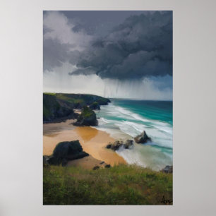 Poster Nuvens de tempestade sobre a costa da Cornualha