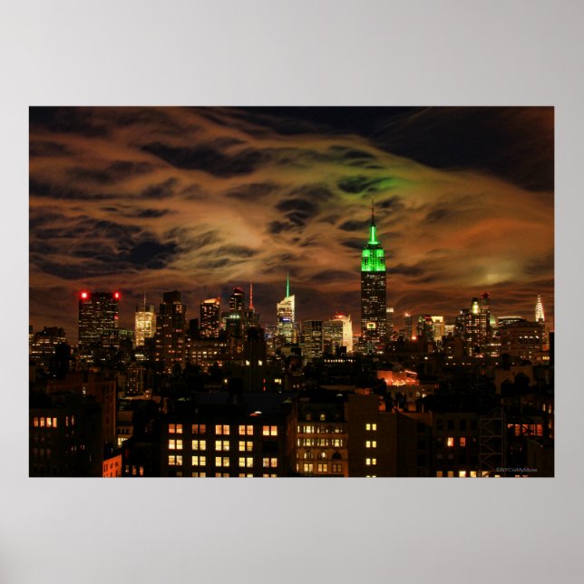 Póster Nuvens etéreas: Linha Céu NYC, Bldg do Estado Impé (Frente)