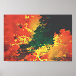 Póster Nuvens inesperadas em cores verdes vermelhas