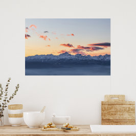 Poster Nuvens laranja brilhante acima de Triglav, Eslovên