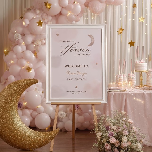 Poster Nuvens Pequeno pedaço de Chá de fraldas do Céu bem (Clouds Little Piece of Heaven Baby shower Welcome Poster)