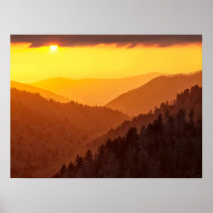 Poster Nuvens Preenchem o Vale, Tennessee
