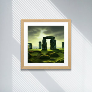 Poster Nuvens sobre a Arte Digital Stonehenge Fantasy