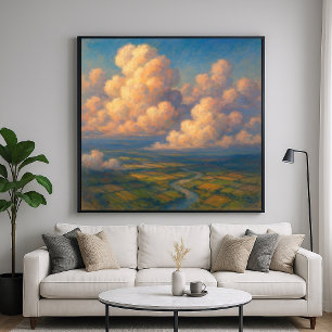 Poster Nuvens Sobre a Paisagem - Estilo de Pintura em Pas