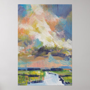 Poster Nuvens Sobre Pintura de Pântano / Artista Larry Le