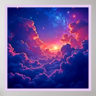 Poster Nuvens Sonhadoras: Magia do Pôr do Sol Celestial A