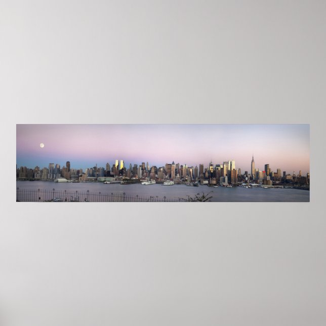 Poster NY Skyline Full Moon No Dusk Panorama (Frente)
