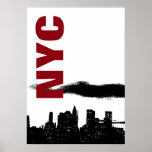 Poster NYC Black White Manhattan Silhouette Pop Art<br><div class="desc">Símbolos ínicos americanos - Silhouette do distrito de Manhattan,  Nova Iorque - Foto digitalmente editada Poster Trabalho de arte</div>