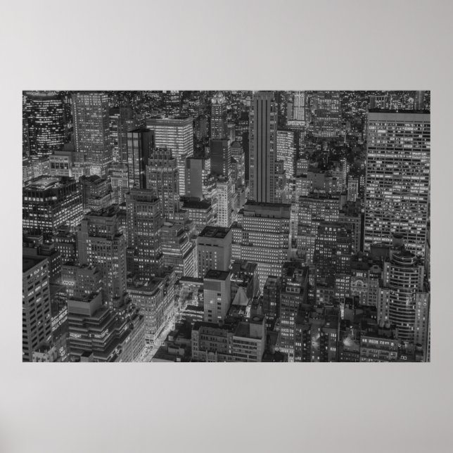 Póster NYC Black White Nova Iorque Skyline (Frente)