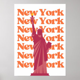 Poster NYC cor-de-laranja Nova Iorque Viagem cor-d