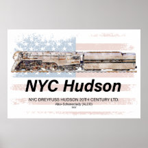 NYC Dreyfuss Locomotiva Hudson. Bandeira americana