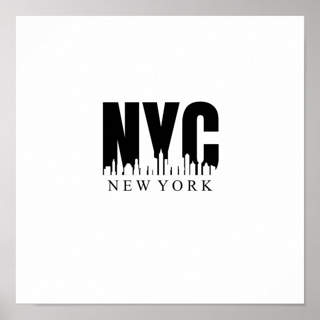 Poster NYC em preto e branco com Skyline (Frente)
