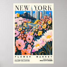 Poster NYC Flower Market Art Print Urban Floral Cityscape