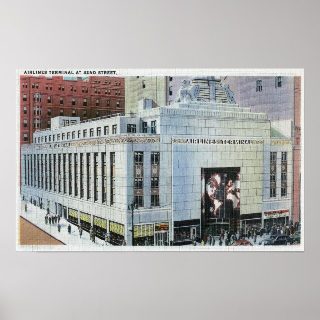 Póster NYC, Nova York42nd Street View of Terminals (Vista (Frente)