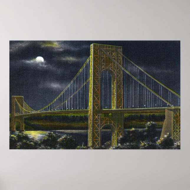 Póster NYC, Nova York George Washington Bridge à noite (Frente)