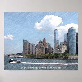 POSTER NYC SKYLINE inferior Manhattan