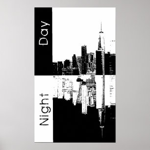 Póster NYC skyline old vintage foto preto e branco