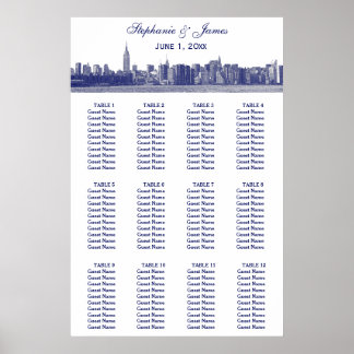 Poster NYC Wide Skyline Etch Casamento BW