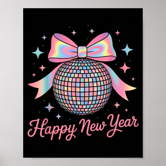 Poster Nye Disco Ball Luxury Golden Happy New Year  (Frente)