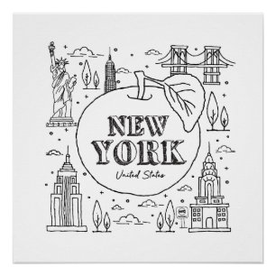 Póster NYE New York Vacations Souvenirs NYC Gift