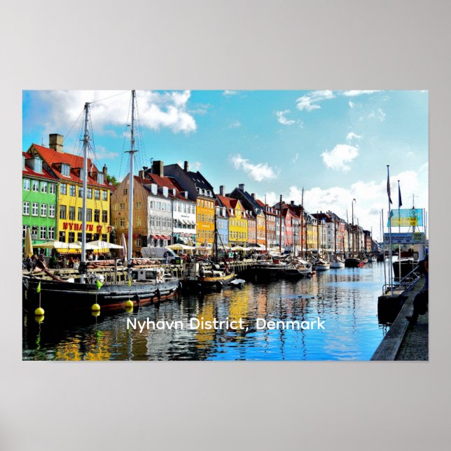 Poster Nyhavn District, Denmark, (Frente)