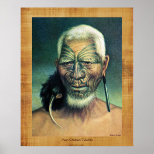 Poster NZ Maori Chieftain Tukukino por Gottfried Lindauer